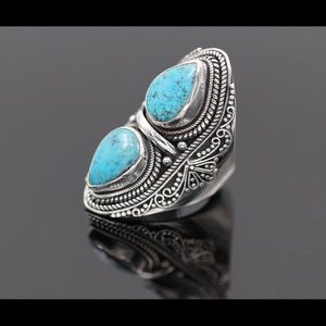 Custom made Solid 925 Silver + Turquoise ring